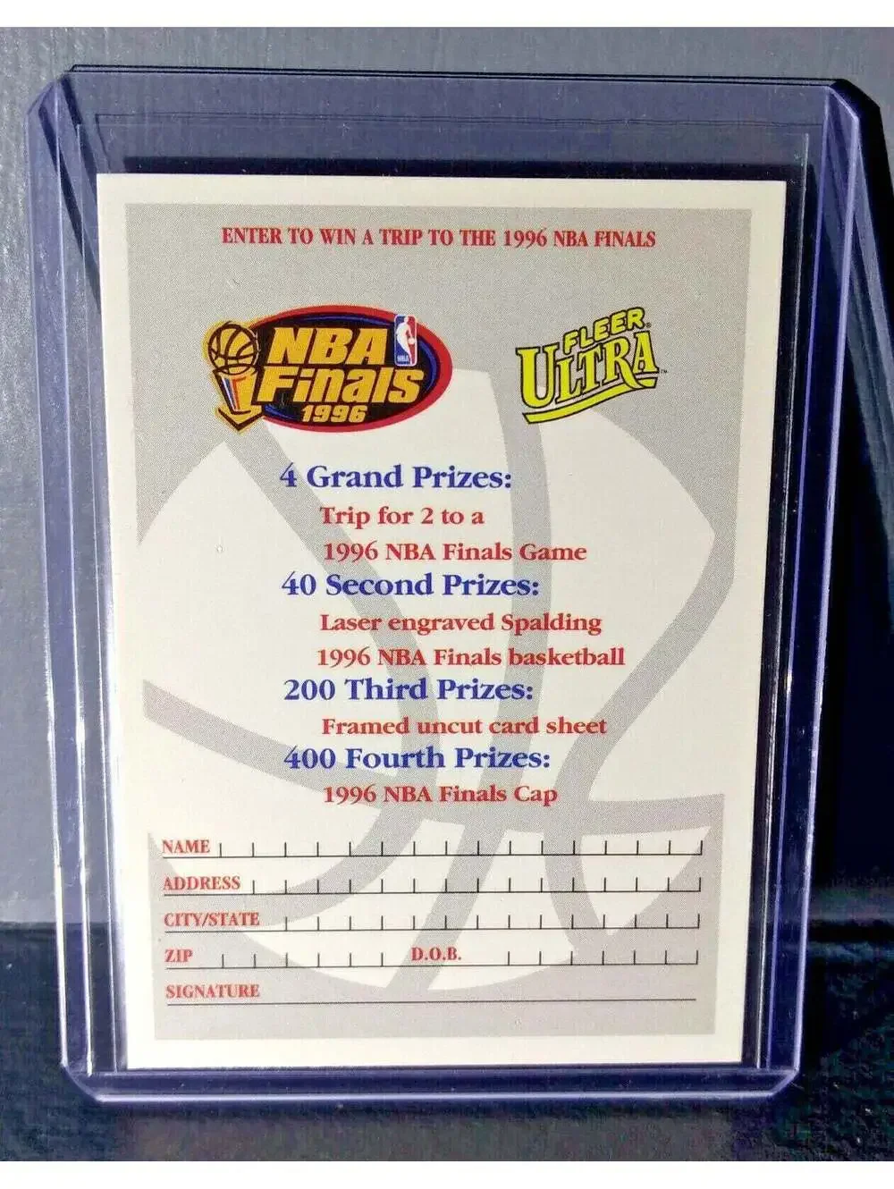 1995-96 Fleer Ultra 1996 NBA Finals Contest Card - Jordan Bulls vs Supersonics